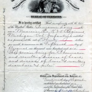 civil war pension of B.F.Long