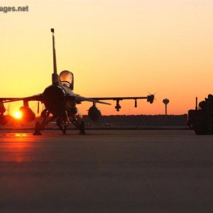 F-16 at sunset