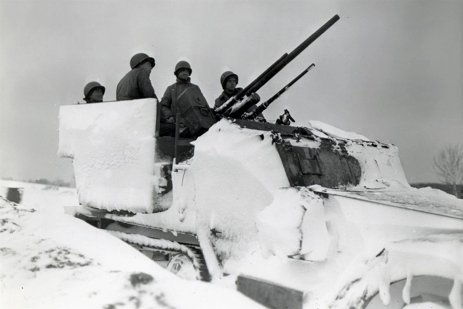 3rd Armored Division M15 AA Half-track near Bastogne 1945.webp