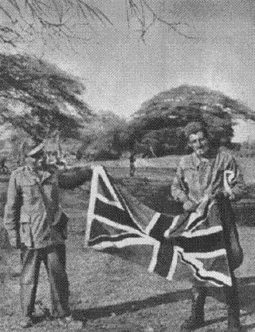 A British flag captured in Eastern Africa, 1940.gif
