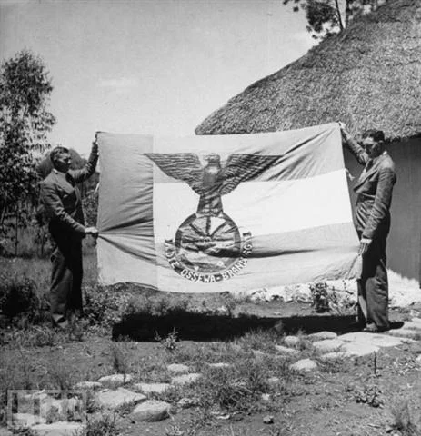 American Rangers with captured Nazi flag.webp