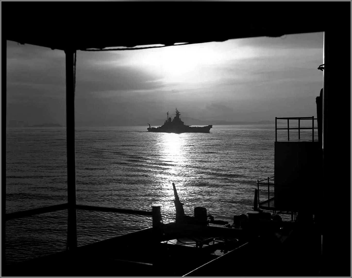 Battleship USS Iowa departing after having bombarded communist installations in Wonsan Harbor...webp