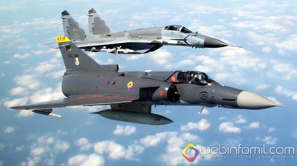 Colombian Kfir COA (FAC-3061) & Peruvian MiG-29SMP inflight.jpg