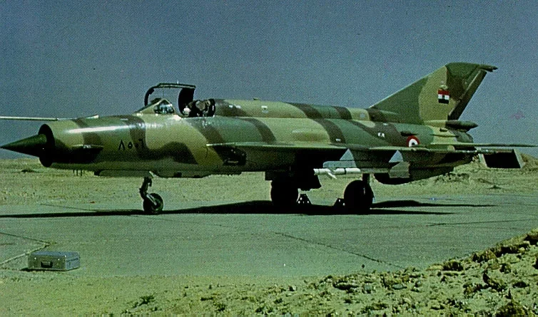 Egyptian MiG-21RF (8506) fitted with R-3S on ground.webp