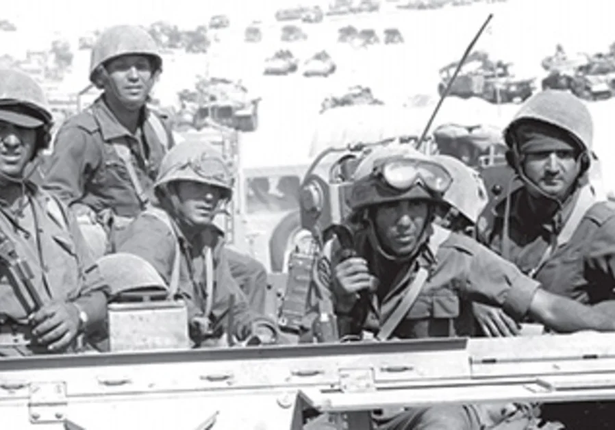 Israeli forces moving through the Sinai toward the Suez Canal .webp