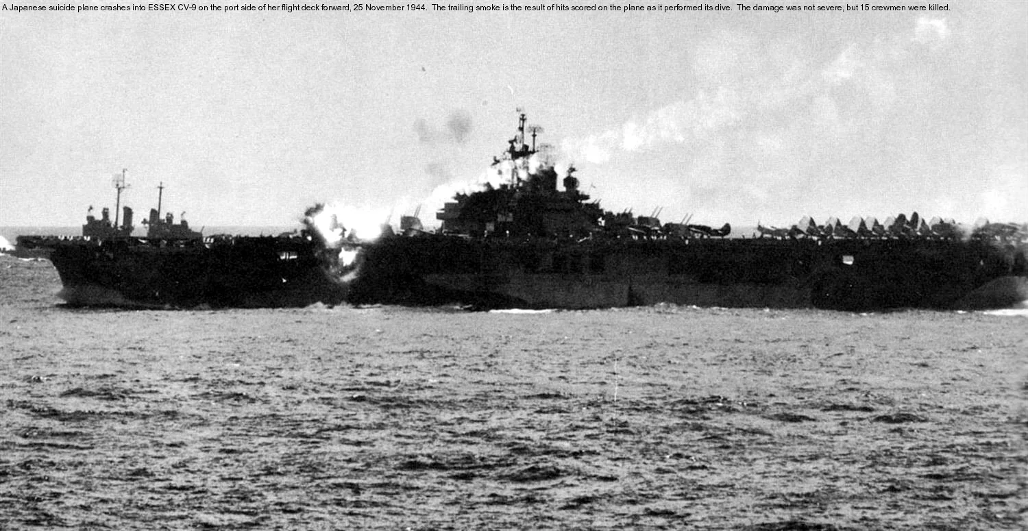 Jap Kamakazi hits ESSEX 25 Nov, 1944.webp