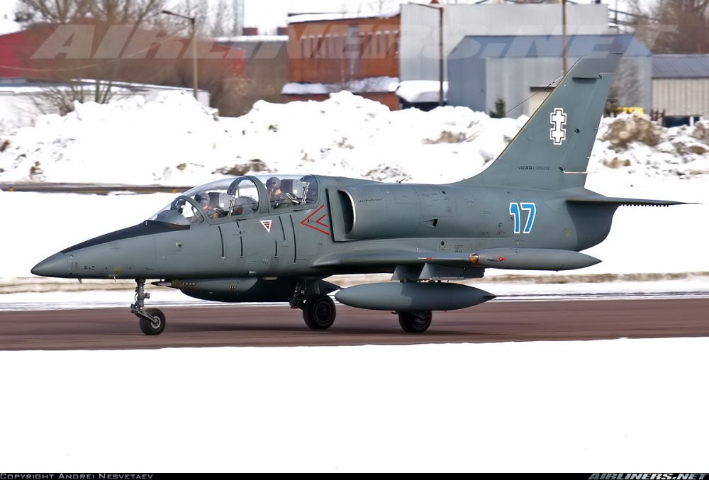 Lithuanian L-39ZA (17 blue, 395402) at Tallinn - Nennart Meri for NATO training (17 March 2010).jpg