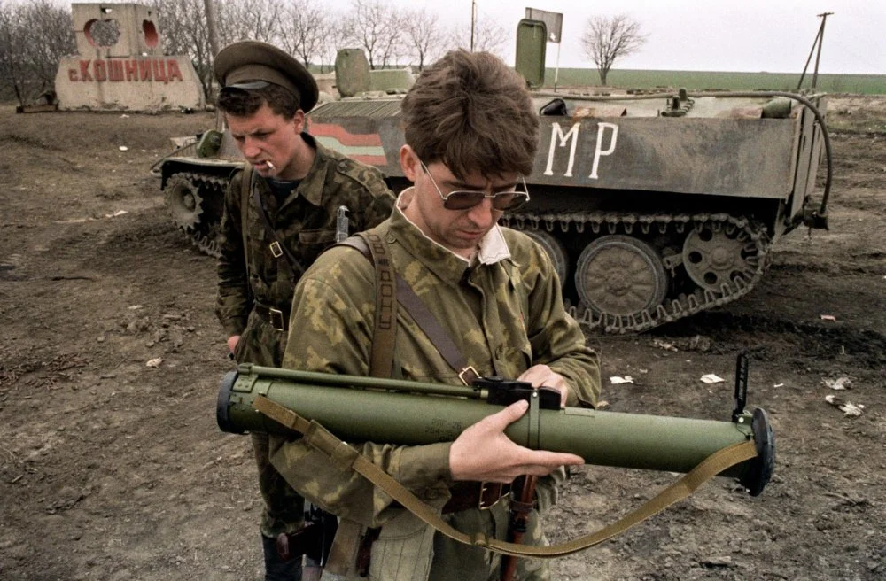 Transnistran tank during battle of Dubossary (April 1992).webp