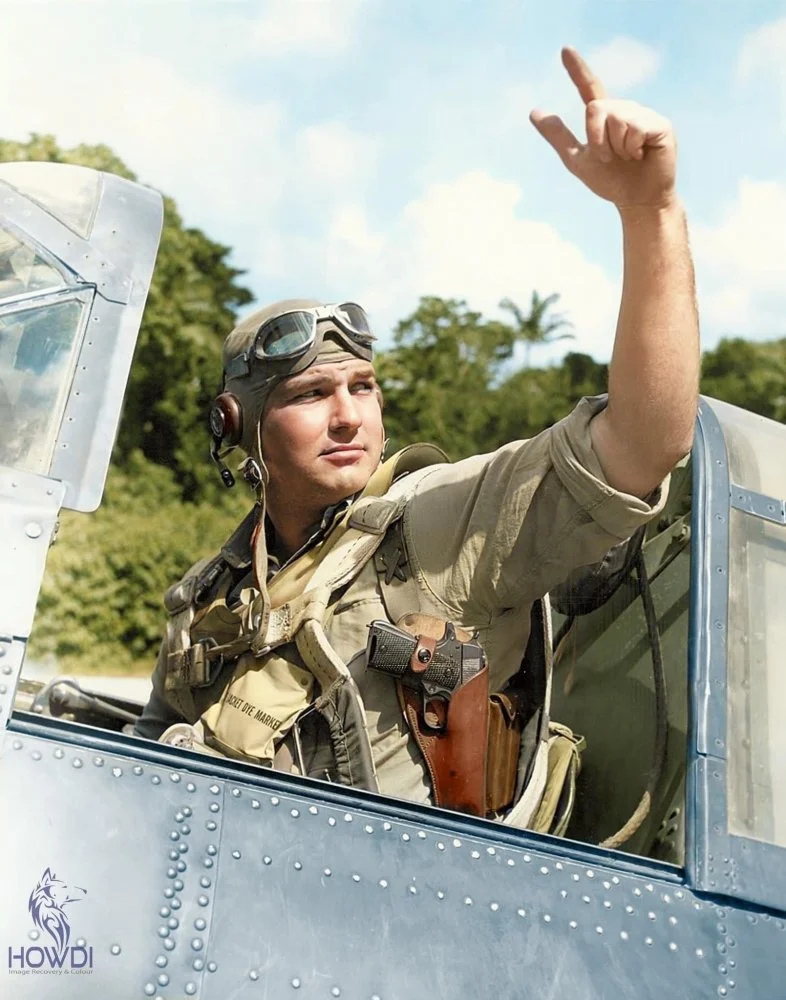 US Major John S. Flickinger, the CO of VMSB-244 Helldiver unit.webp