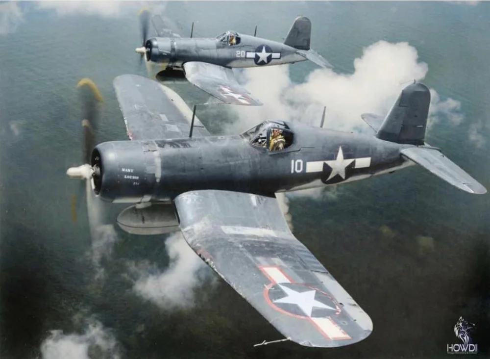 US NAVY 1944, F4U-1As 10 Mary Louise Inc & 20 The Snorting Hog of VMF-113.webp