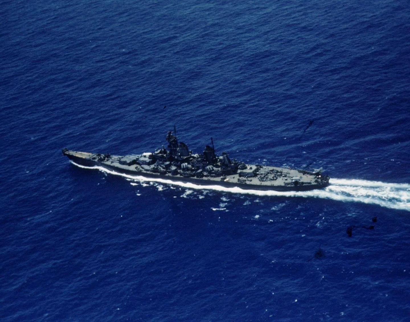 USS New Jersey BB-62 in her Black Dragon paint scheme in the Pacific - Mid 1944.webp