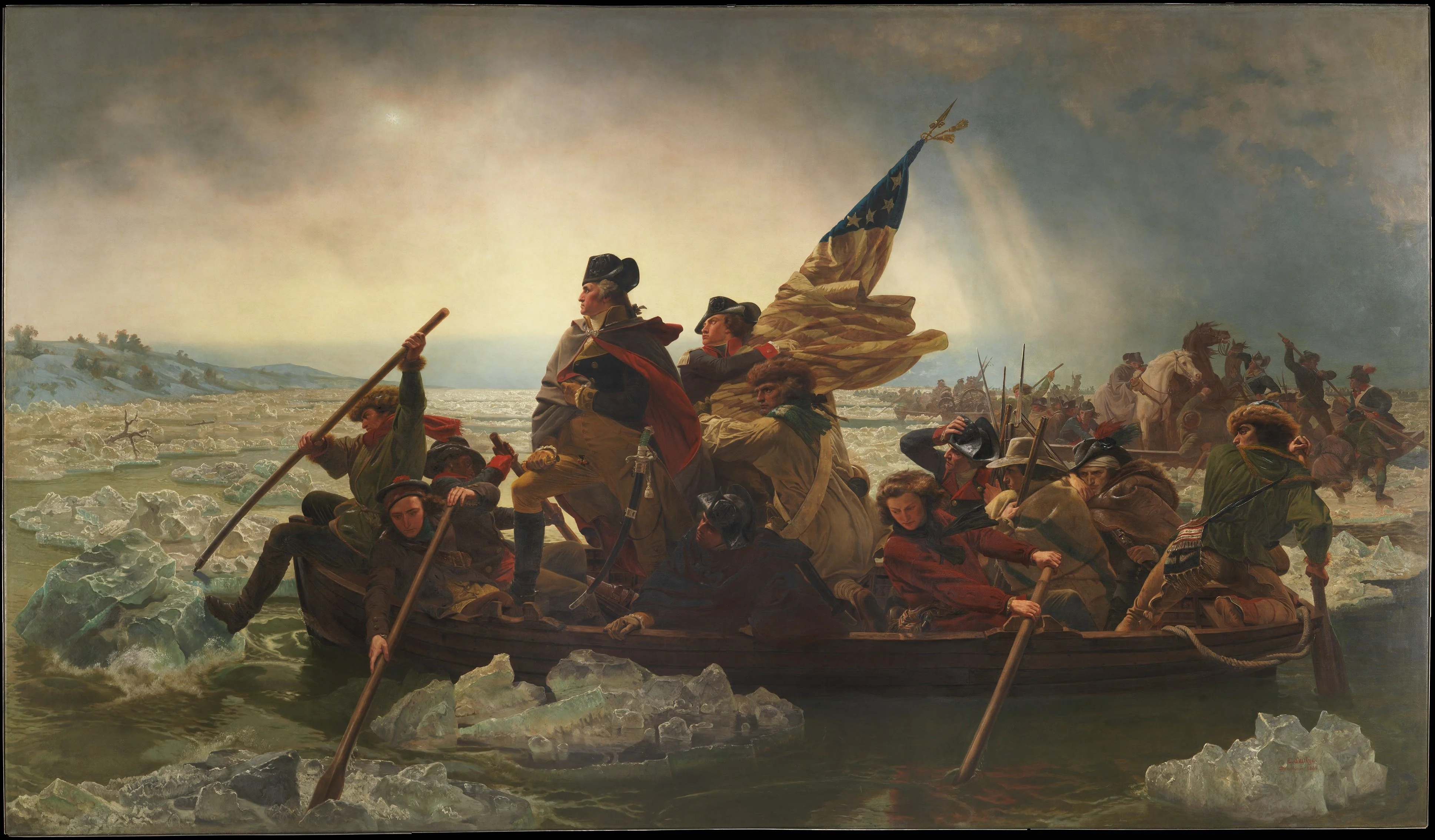 Washington Crossing the Delaware is an 1851 oil-on-canvas painting by the German-American art...webp