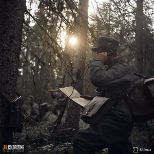 Finnish soldiers hunting enemy partisans.webp