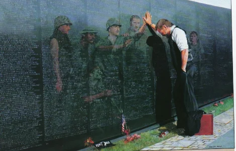 Reflections, a painting by Lee Teter. Painted in 1988 when Vietnam was still a sore subject, t...jpg