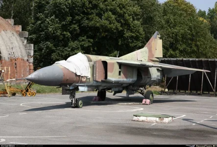 Ukrainian MiG-23M (57 yellow) training cell at the UKrAF Technical College in Vasilkov (15 Au...webp