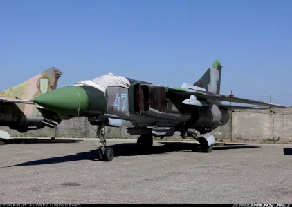 Ukrainian MiG-23MLD (47 blue) at Odessa (27 May 2011).webp