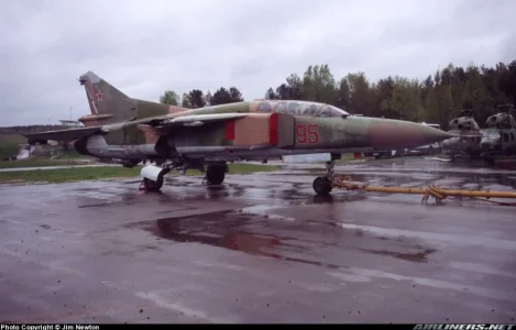 Belarus MiG-23UB (95 red) at Borovaya (20 May 2005) it's twin stick MiG-23 is a type rarely s...webp