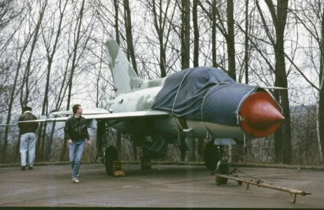 IRIAF MiG-21PFM' at Dresden-Klotzsche (1991).webp