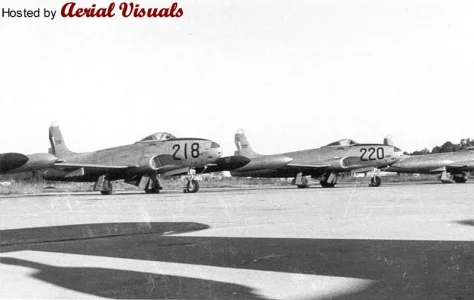 Uruguayan F-80C-1-LO (FAU218, 080-2180 & FAU220) at Nr.1 AFB Carrasco (c1960).webp