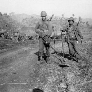 Soldiers clearing mines Korea