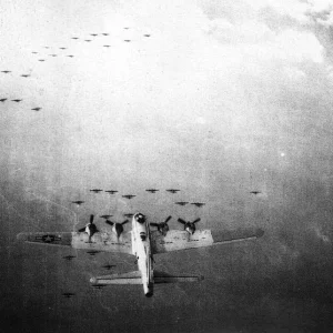 B-17 FORMATION FROM ABOVE