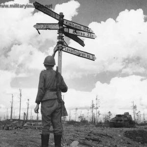 Soldier standing in Ihantala crossroads