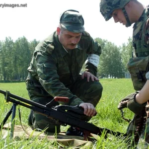 Russian infantry officer assists Spc. Ryan Kahlor