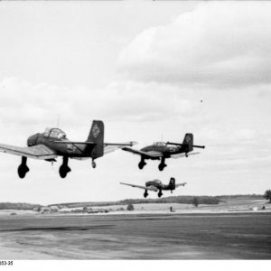 JU87 Stukas Take Off From Airfield 1939