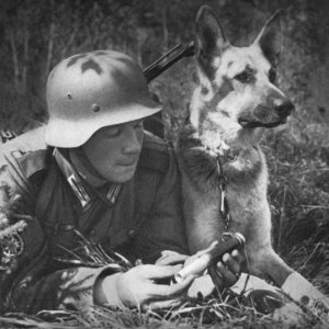 German Soldier And His Dog WW2
