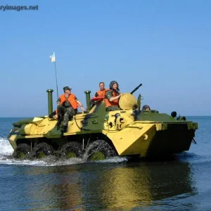 Ukrainian amphibious vehicle leaving the water