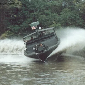 Vietnam era Mk II PBR making a hard right turn