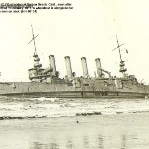 USS Milwaukee (C 21) stranded and wrecked