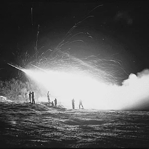 1953 April 15, Night View Of The First Rocket Battery, 11th