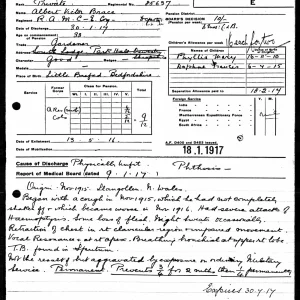 Albert Victor BRACE. Discharge Sheet