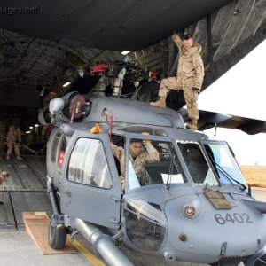 Loading a UH-60L Blackhawk helicopter into a C-17