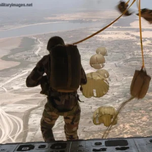 Senegal Army Soldiers static-line parachute jump