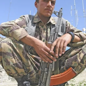 Afghan National Army soldier guards TV Hill