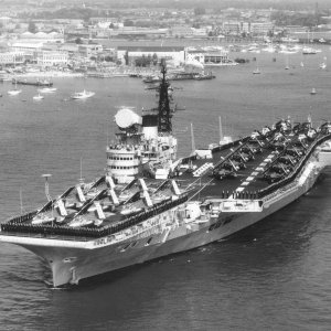 HMS Victorious leaving portsmouth.