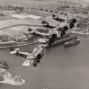 RAF Fly Over Grand Harbour 1933. Floating Dock