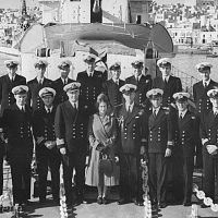 Princess Elizabeth And Prince Philip officers of HMS Chequers, Malta 1949