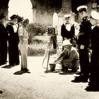 Service men waiting to have their photos taken in Valletta, Malta