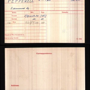 Edmund George PEPPERRELL  Medal Card