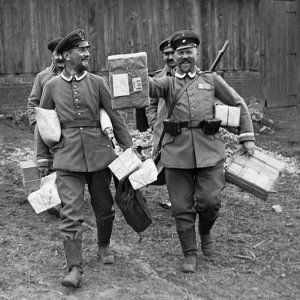 German soldiers carrying packages from home (1917)