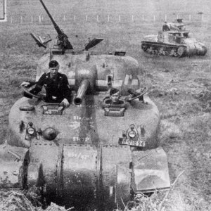 Germans field testing a M4 Sherman and a M3 Lee tank