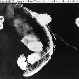 Japanese Battleship Yamato under heavy attack