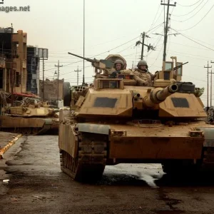 U.S. Army M1 Abrams tanks in the city of Tall Afar, Iraq