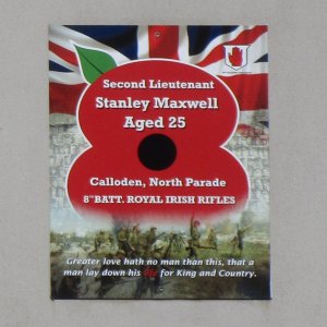 Stanley MAXWELL. Cosy Somme Association War Memorial Belfast (9)
