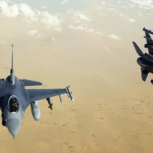 Two F-16 Fighting Falcons over the Tigris River