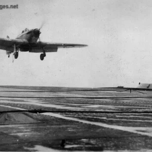 Hurricane landing on HMS Victorious