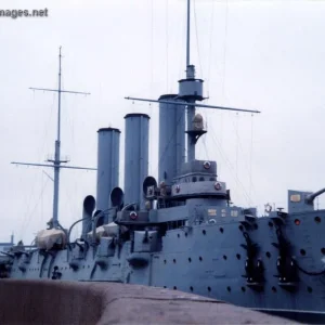 The museum ship Aurora moored in St. Petersburg